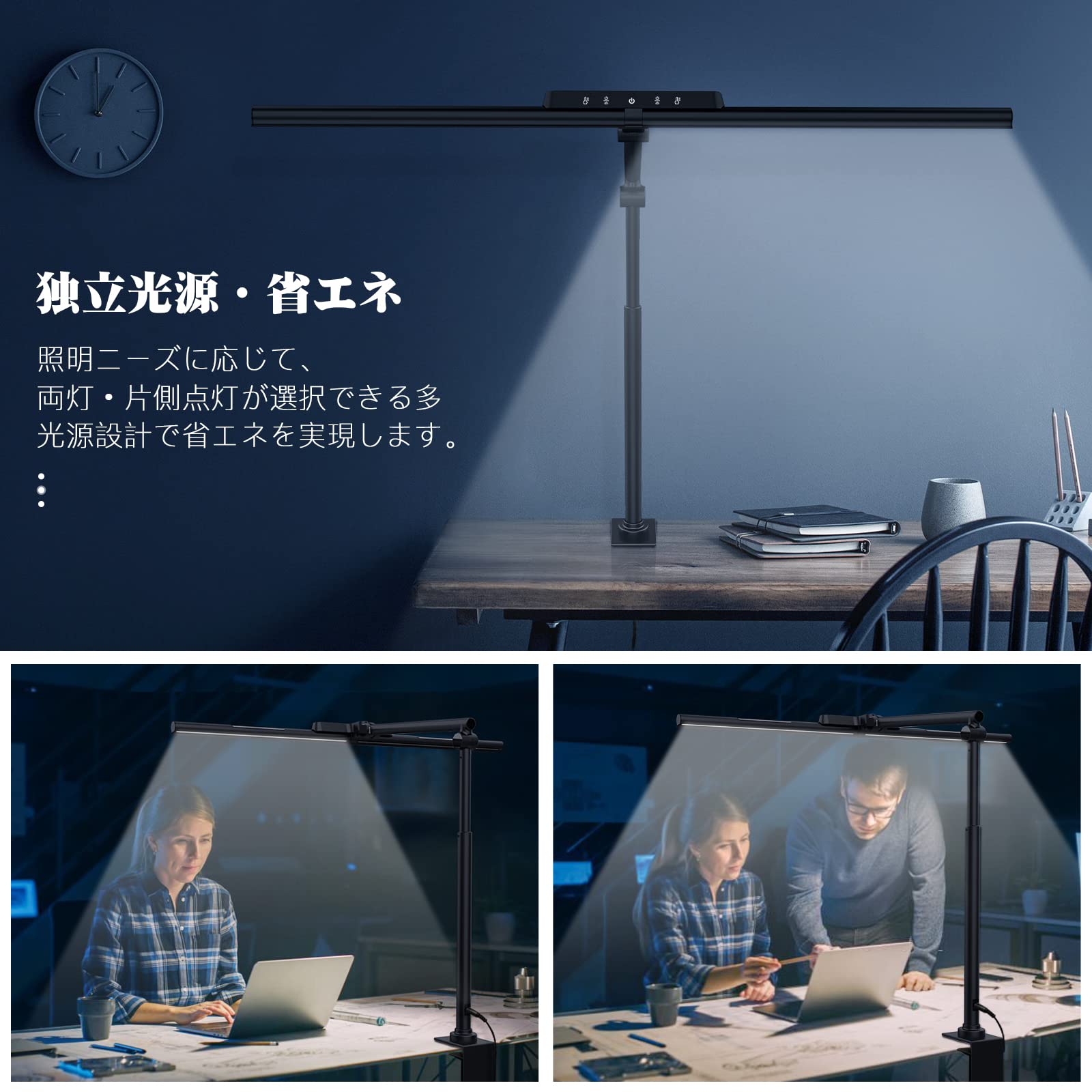 Amazon.co.jp: OOWOLF デスクライト LED 電気スタンド 明るさ1800Lx 高